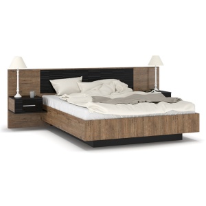 Κρεβάτι διπλό 160x200 cm Romilly 14381 Γυαλιστερό Καρυδί