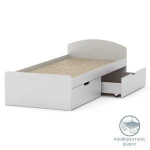 Κρεβάτι μονό με αποθηκευτικό χώρο 90x200 cm Regan 18255 Λευκό