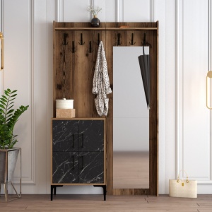 Κρεμάστρα Εισόδου Berlin BC - Walnut, Μαύρο Marble