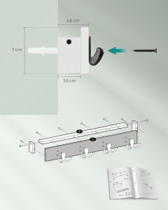 Κρεμάστρα Songmics Λευκό 40x7.4x7 cm - Img 7