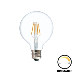 Λαμπτήρας LED G80 Dimmable 8W E27, Διάφανο, 8x8x12 cm
