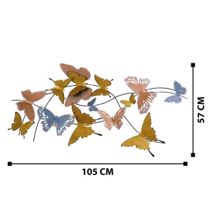 Μεταλλικός πίνακας Butterflies Πολύχρωμος 105x8x57 cm - Img 8