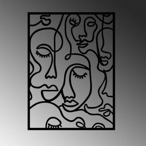 Μεταλλικός πίνακας Faces Μαύρο 52x70 cm - Img 4
