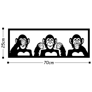 Μεταλλικός πίνακας Three Μαύρο 70x25 cm - Img 3
