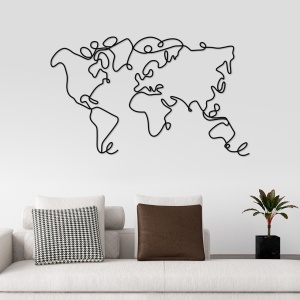 Μεταλλικός πίνακας World Μαύρο 120x70x1.5 cm - Img 2