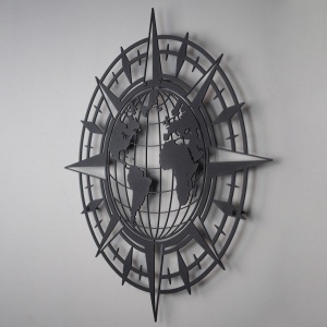 Μεταλλικός πίνακας World Μαύρο 49x49 cm - Img 2