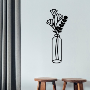 Μεταλλικός πίνακας Flower Μαύρο 24x60 cm