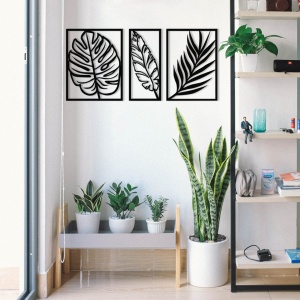 Μεταλλικός πίνακας Leaf2 Μαύρο 80x38 cm