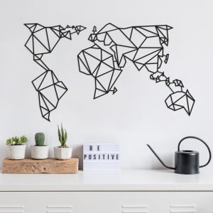 Μεταλλικός πίνακας World Μαύρο 100x58 cm