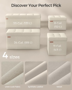 Μπαούλο Αποθήκευσης Κρεμ Songmics 38 x 110 x 38 cm - Img 2