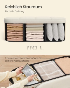 Μπαούλο Αποθήκευσης Songmics Λευκό 110x38x38 cm - Img 6