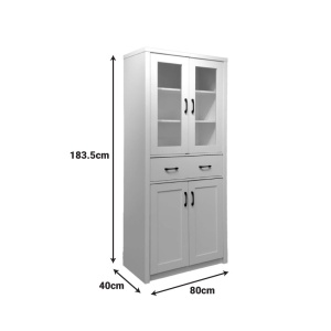 Ντουλάπι Κουζίνας με Βιτρίνα Nisso Λευκό 80x40x183.5 cm - Img 5