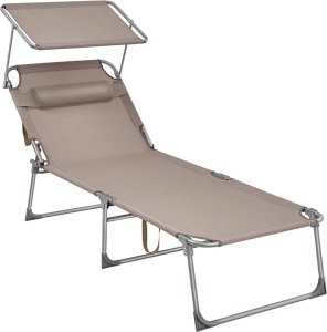 Ξαπλώστρα Songmics, 71 x 200 x 38 cm, Κρεμ,150 kg, GCB022K01