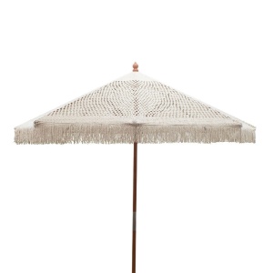 Ομπρέλα με στυλ μακραμέ Brilie ξύλο-macrame D2.70x2.60m εκρού