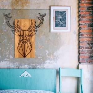 Πίνακας από ξύλο και μέταλλο Deer Μαύρο 61x66 cm