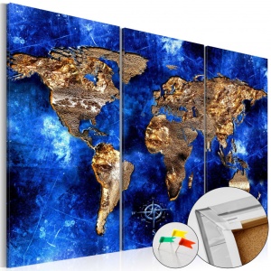 Πίνακας από φελλό - Golden Continents [Cork Map] 120x80 cm