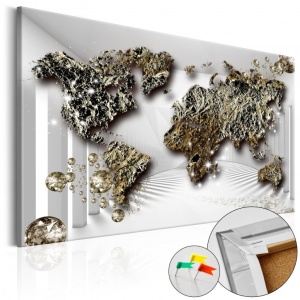 Πίνακας από φελλό - Golden Future [Cork Map] 90x60 cm