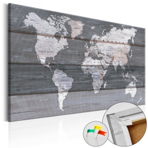 Πίνακας από φελλό - Grey Earth [Cork Map] 60x40 cm
