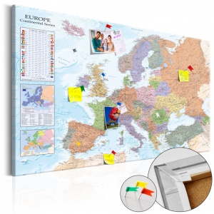 Πίνακας από φελλό - Harta lumii: Europa [Cork Map] 120x80 cm