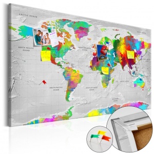 Πίνακας από φελλό - Maps: Colourful Finesse [Cork Map] 120x80 cm - Img 1