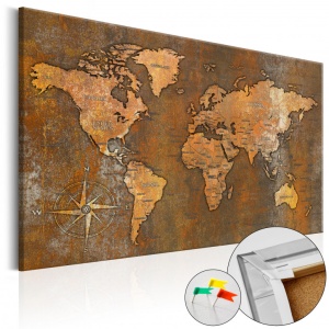 Πίνακας από φελλό - Rusty World [Cork Map] 120x80 cm