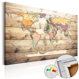 Πίνακας από φελλό - The World at Your Fingertips [Cork Map] 90x60 cm