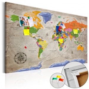 Πίνακας από φελλό - World Map: Retro Style [Cork Map] 120x80 cm