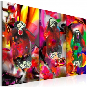 Πίνακας - Crazy Monkeys - triptych 90x60 cm