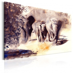 Πίνακας - Watercolour Elephants 120x80 cm