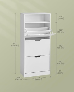 Παπουτσοθήκη Λευκό Vasagle 60x24x139 cm - Img 3
