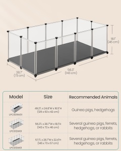 Πάρκο για κατοικίδια Λευκό Songmics 143x73x46 cm - Img 6