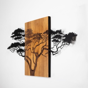 Πίνακας από ξύλο και μέταλλο Acacia Μαύρο 144x3x70 cm - Img 7