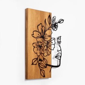 Πίνακας από ξύλο και μέταλλο Woman Καρυδί 41x58 cm - Img 5