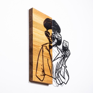 Πίνακας από ξύλο και μέταλλο Woman Μαύρο 39x3x50 cm - Img 3
