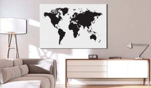 Πίνακας από φελλό - World Map: Black & White Elegance [Cork Map] 90x60 cm - Img 2
