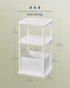 Πλαϊνό τραπεζάκι Songmics Λευκό 34x30x58 cm - Img 3