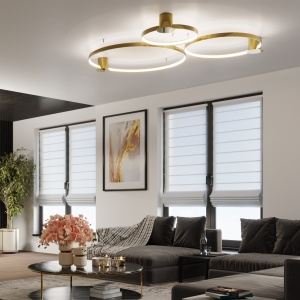 Πλαφονιέρα LED Rio, Γυαλιστερό χρυσό, 3000K, 78x87x12.5 cm - Img 13