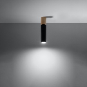 Πλαφονιέρα Pablo, Μαύρη, 6x6x30 cm - Img 3