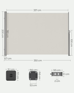 Πλευρική τέντα Songmics Ασημί 200x350 cm - Img 2