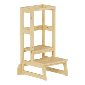 Πύργος εκμάθησης για παιδιά από ξύλο Montessori Chiquel Natural 45.7x51x90 cm - Img 2