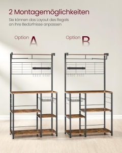 Ραφιέρα κουζίνας Καφέ Vasagle 90x42x167 cm - Img 2