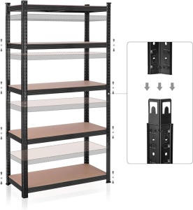 Ράφι Songmics, 5 Ράφια, 180 x 90 x 40 cm, Μαύρο, GLR040B01 - Img 8