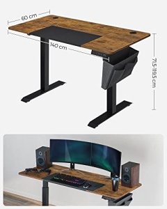 Ρυθμιζόμενο γραφείο Songmics, Αντικέ-Μαύρο, 140x60x72-120 cm - Img 4