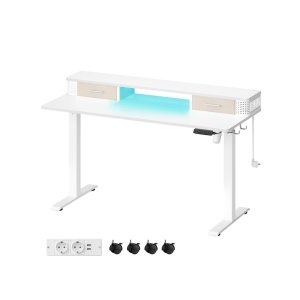 Ρυθμιζόμενο γραφείο Vasagle, Λευκό, LSD184W01, 60 x 140 x (72-120)