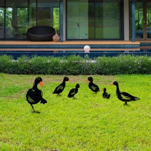 Σετ μεταλλικά διακοσμητικά αξεσουάρ κήπου Ducks Μαύρο 20x15 cm