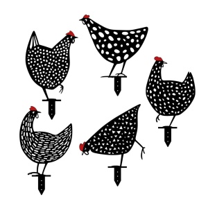 Σετ μεταλλικά διακοσμητικά αξεσουάρ κήπου Chickens Μαύρο 28x26 cm - Img 2
