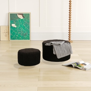 Σετ σκαμπό 2 τεμ. Gabello boucle Μαύρο 44x44x26.5 cm - Img 3