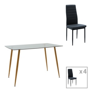 Σετ τραπεζαρίας Chloe-Parker, Pako World, Γυαλί, Γκρι, 120x70x75 cm