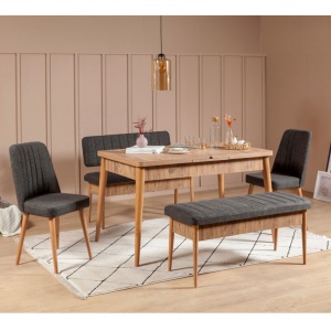 Σετ τραπέζι και καρέκλες 5 τεμάχια Vina 105 Atlantic Pine-Ανθρακί - Img 12