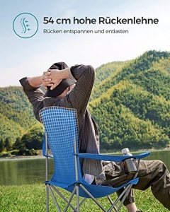 Σετ 2 καρέκλες camping, Songmics, Μπλε, 76x51.5x95.5 cm - Img 4